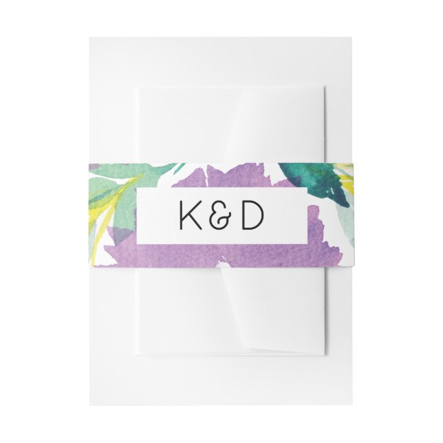 Cintas Para Invitaciones Banda Belly de invitación a bodas con flores (Anverso Ejemplo)