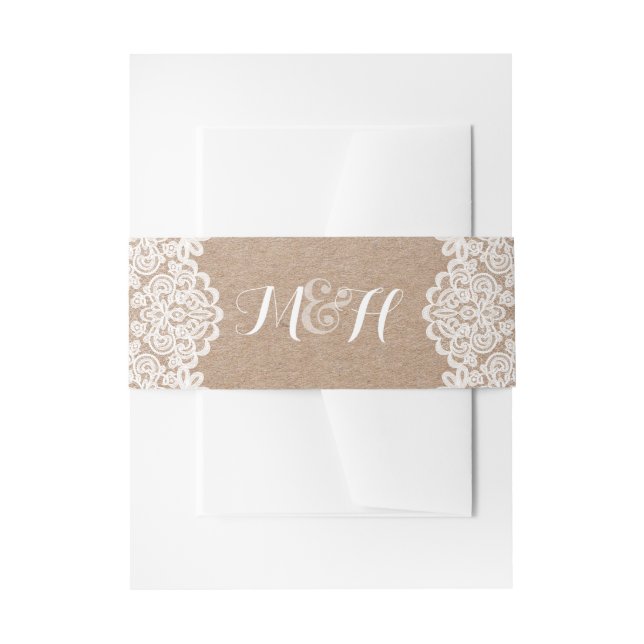 Cintas Para Invitaciones Banda Belly de invitación a bodas de kraft de pavo (Anverso Ejemplo)