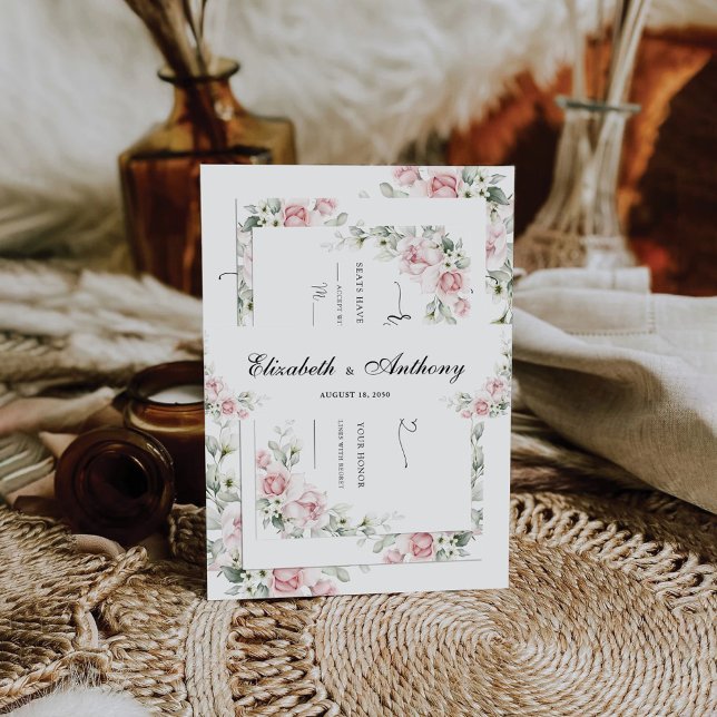 Cintas Para Invitaciones Banda Belly de invitación a bodas de rosas rosadas (Subido por el creador)