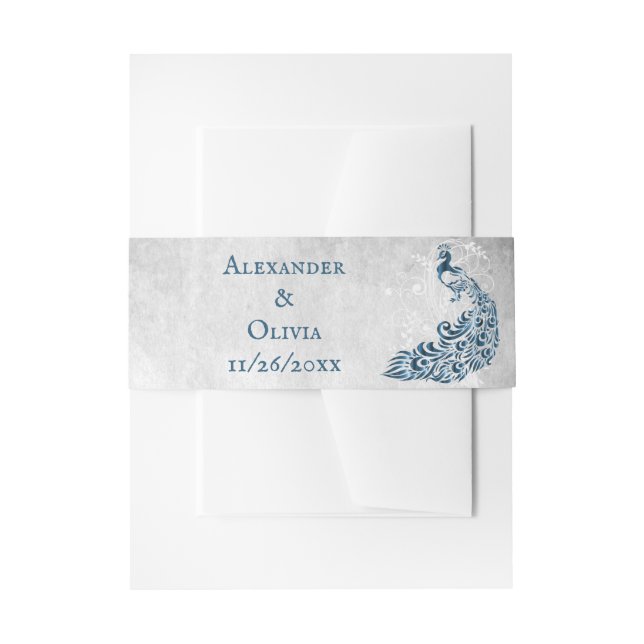 Cintas Para Invitaciones Banda Belly de invitación de la hoja azul de pavo  (Anverso Ejemplo)