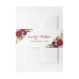 Cintas Para Invitaciones Banda Belly de la boda de la floral roja de Borgoñ