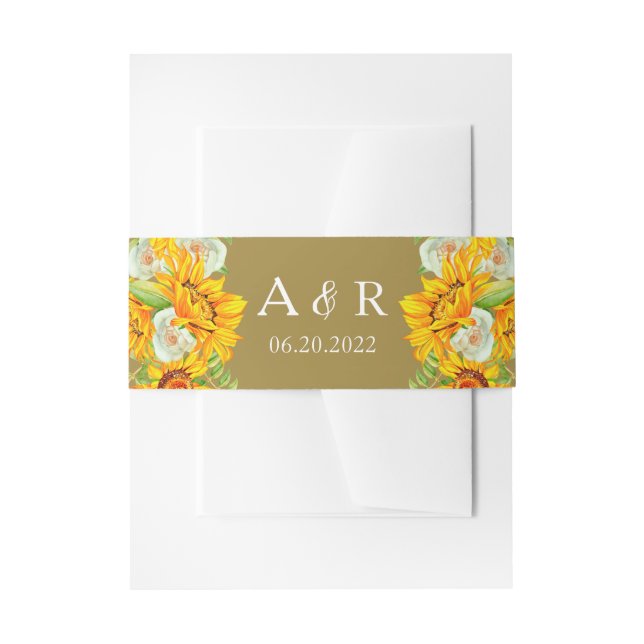 Cintas Para Invitaciones Banda Belly de la invitación a la boda del girasol (Anverso Ejemplo)