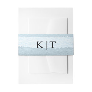 Cintas Para Invitaciones Banda Belly de lavado azul monogramada personaliza