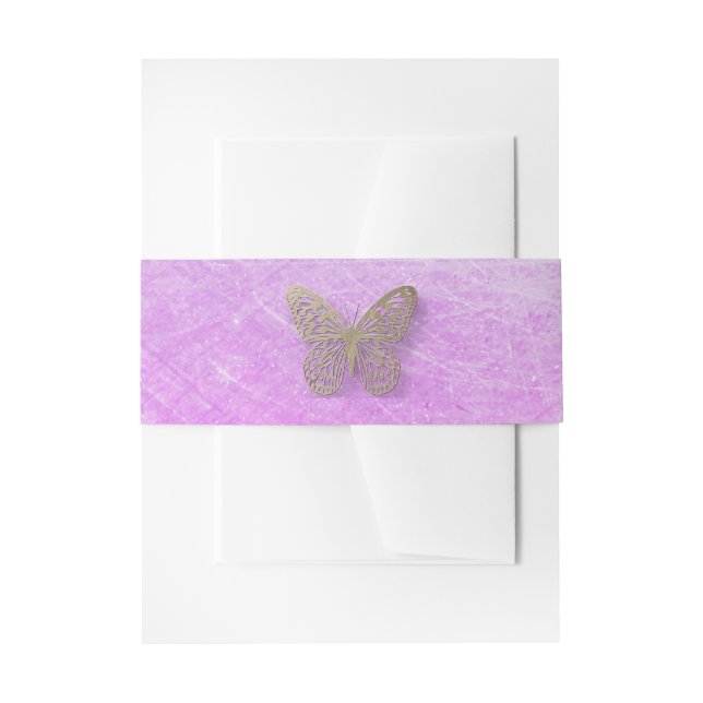 Cintas Para Invitaciones Banda Belly de mariposa de lavanda (Anverso Ejemplo)