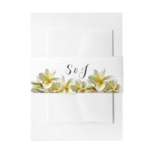 Cintas Para Invitaciones Banda Belly de monograma Boda Plumeria amarilla