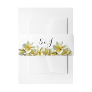 Cintas Para Invitaciones Banda Belly de monograma Boda Plumeria amarilla