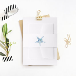 Cintas Para Invitaciones Banda Belly de pez estrella azul, boda de playa