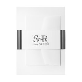 Cintas Para Invitaciones Banda Belly de rayas blancas negras Art Deco