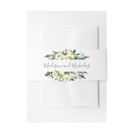 Cintas Para Invitaciones Banda Belly de sobres de flor blanca y Boda verde