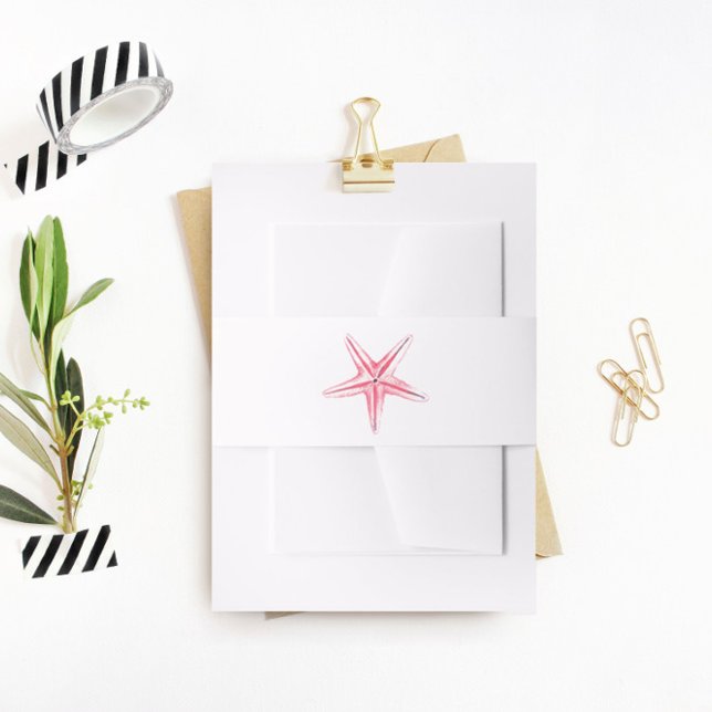 Cintas Para Invitaciones Banda Belly de Starfish Rosa, Boda de Playa (Subido por el creador)