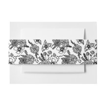 Banda Belly de tarjetas de flores silvestres en bl