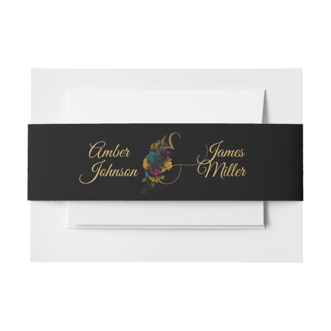 Cintas Para Invitaciones Banda Belly Floral Moody Wedting Suite (Anverso Ejemplo)