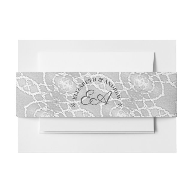 Cintas Para Invitaciones Banda Belly Monogramada Católica Faux Satin (Anverso Ejemplo)
