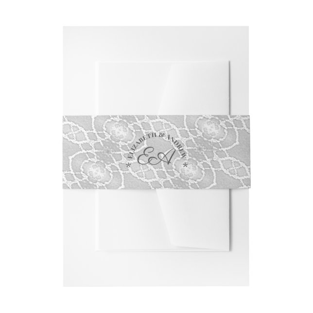 Cintas Para Invitaciones Banda Belly Monogramada Católica Faux Satin (Anverso Ejemplo)