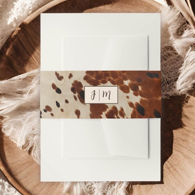 Cintas Para Invitaciones Banda Belly Piel de vaca Boda occidental (Subido por el creador)