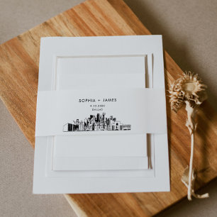 Cintas Para Invitaciones Banda Belly Skyline de Dallas, 2"x11.5"