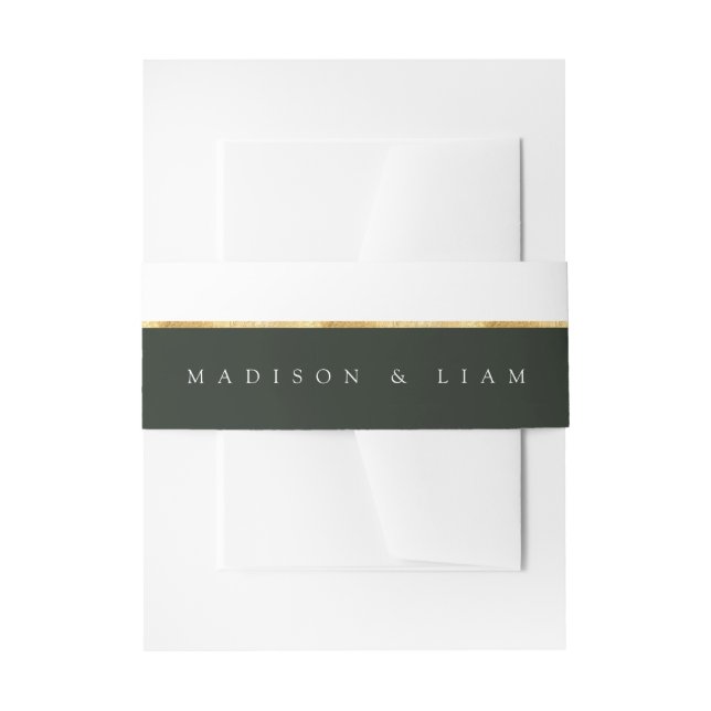 Cintas Para Invitaciones Banda Belly verde monograma verde Relieve metaliza (Anverso Ejemplo)