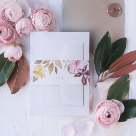 Cintas Para Invitaciones Banda de Belly de Boda floral de acuarela feliz