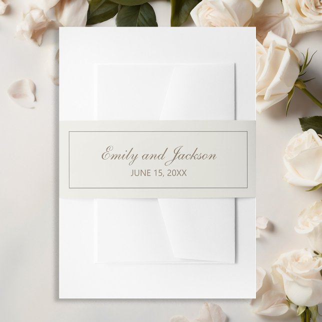Cintas Para Invitaciones Banda de Belly de escritura de escritura de crema  (Elegant vintage calligraphy script cream-colored wedding belly band. )