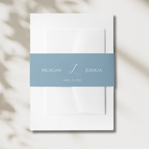 Cintas Para Invitaciones Banda de Belly de monograma azul turbio