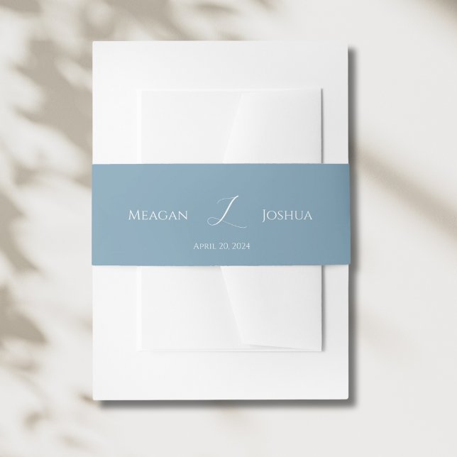 Cintas Para Invitaciones Banda de Belly de monograma azul turbio (Subido por el creador)