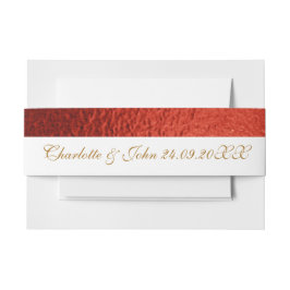 Cintas Para Invitaciones Banda de Belly Reales Boda Rojo Brillante