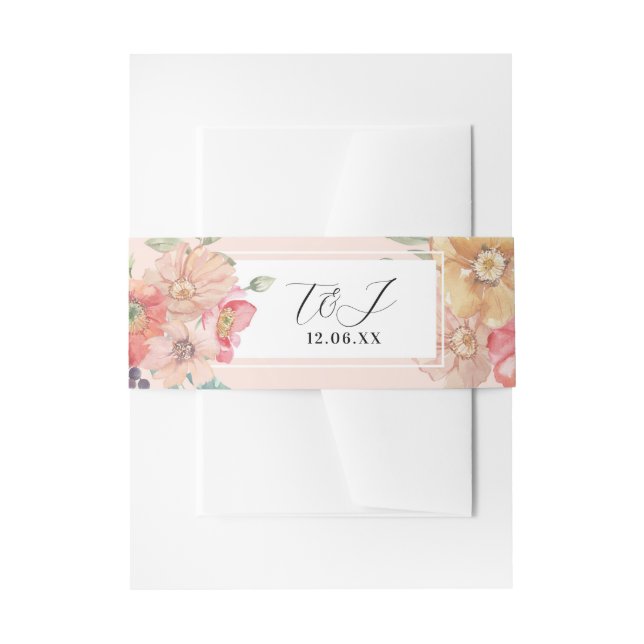 Cintas Para Invitaciones Banda de cubiertos de boda con flores de verano ac (Anverso Ejemplo)