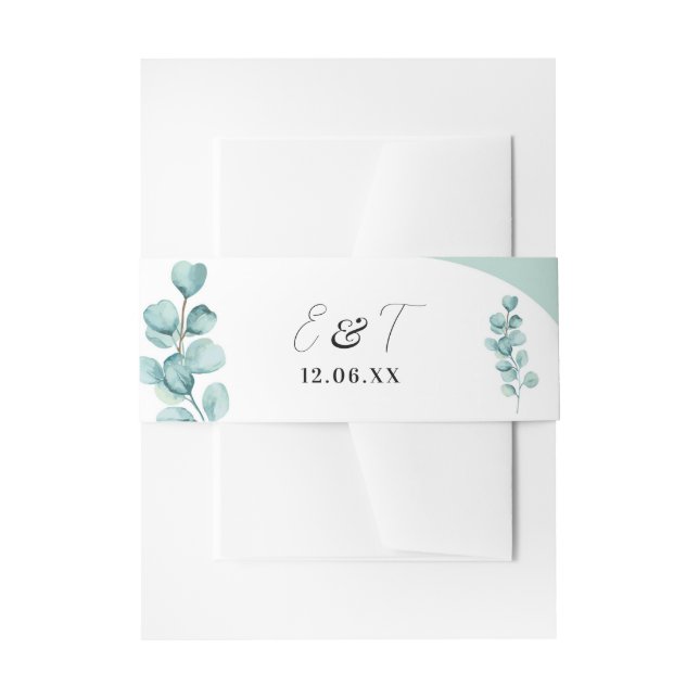 Cintas Para Invitaciones Banda de cuchillería boda Eucalyptus deja verde (Anverso Ejemplo)