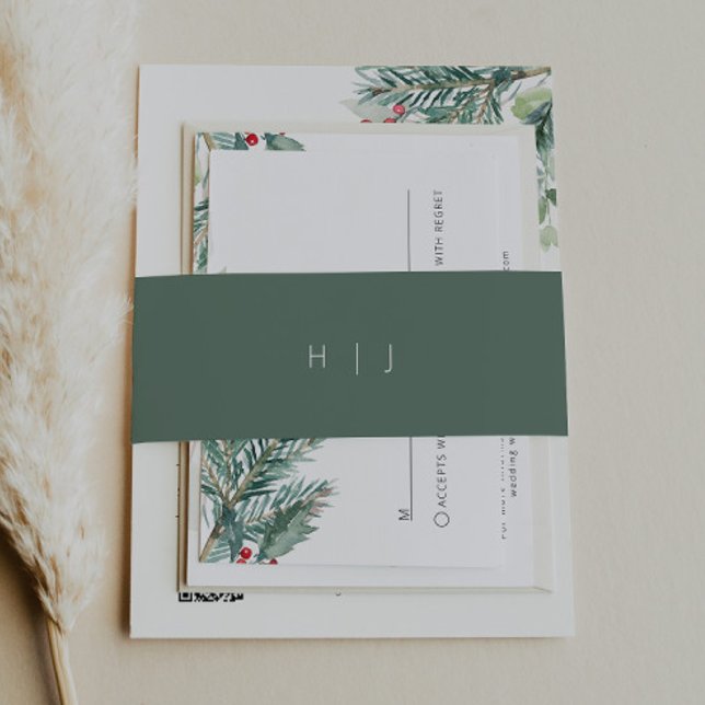 Cintas Para Invitaciones Banda de invitaciones de monograma verde moderno (Subido por el creador)