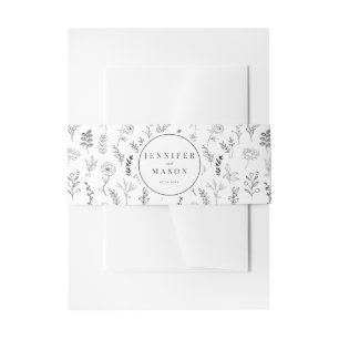 Cintas Para Invitaciones Banda de la panza del boda floral de color blanco 