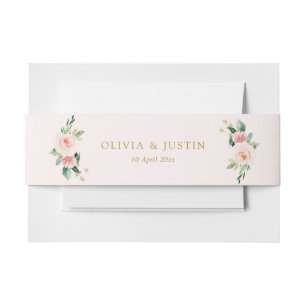Cintas Para Invitaciones Banda de la panza floral de color rosa moderno