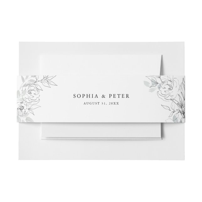 Cintas Para Invitaciones Banda de la viga de la invitación a boceto floral  (Anverso Ejemplo)