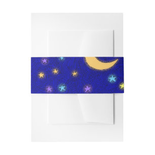 Cintas Para Invitaciones Banda de Patrón de Grabado de Luna y Estrellas Bri