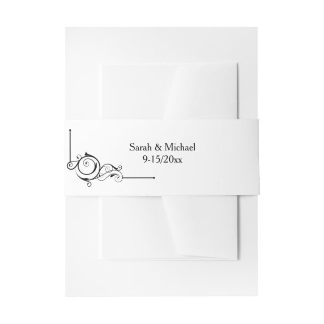 Cintas Para Invitaciones Banda de vientre con marco floral (Anverso Ejemplo)