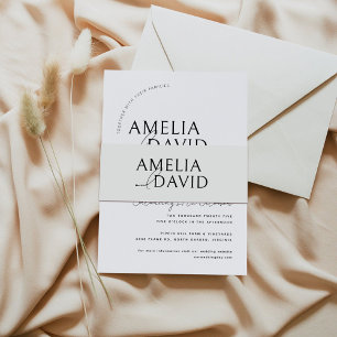 Cintas Para Invitaciones Banda de Vientre de Boda Moderna con Nombres de No