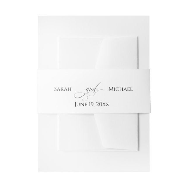 Cintas Para Invitaciones Banda de vientre de caligrafía simple (Anverso Ejemplo)