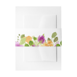 Cintas Para Invitaciones Banda de vientre de invitación con flores púrpuras