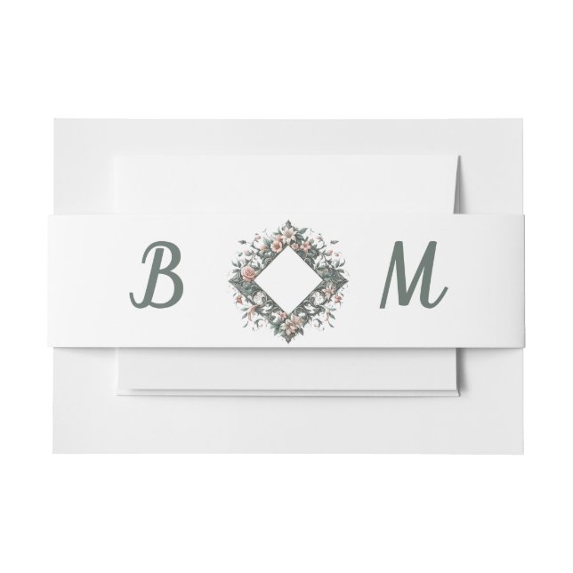 Cintas Para Invitaciones Banda De Vino De Floral De Tierra (Anverso Ejemplo)