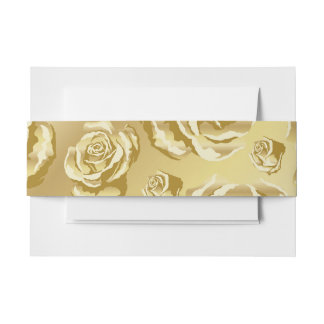Cintas Para Invitaciones Banda del cinturón de invitaciones doradas florale