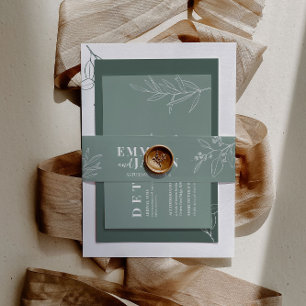 Cintas Para Invitaciones Banda del cinturón de la invitación verde del boho