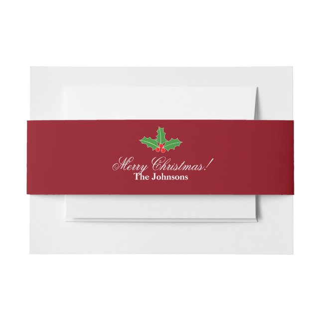 Cintas Para Invitaciones Banda del sobre de navidad personalizada Merry (Anverso Ejemplo)