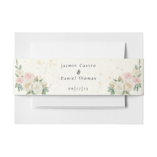 Cintas Para Invitaciones Banda del vientre de colores rosa y blanco