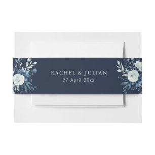 Cintas Para Invitaciones Banda floral azul de luna