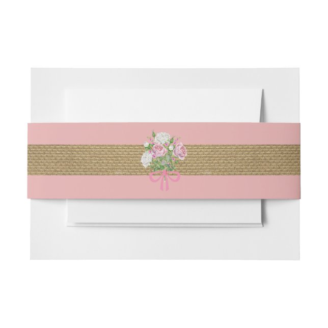 Cintas Para Invitaciones Banda floral rosada del Belly de la arpillera para (Anverso Ejemplo)