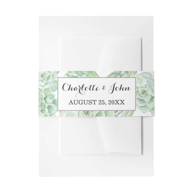 Cintas Para Invitaciones banda suculenta de la barriga acuarela (Anverso Ejemplo)