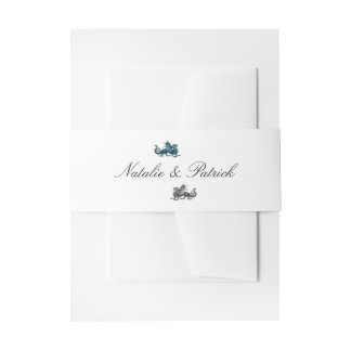 Cintas Para Invitaciones Bandas Belly de Boda de Dragón Plateado Azul