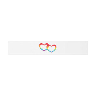 Cintas Para Invitaciones Bandas Belly de "corazones dobles arcoiris"