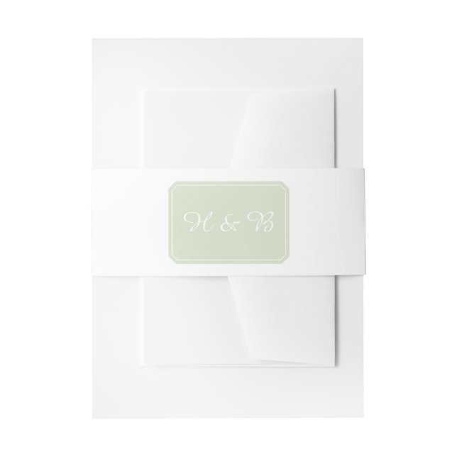 Cintas Para Invitaciones Bandas de Belly de bodas verdes simples y elegante (Anverso Ejemplo)