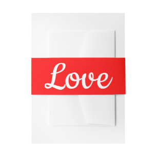 Cintas Para Invitaciones Bandas de Invitación de Boda de Amor Rojo y Blanco