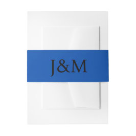 Cintas Para Invitaciones Bandas de vientre con monograma de boda azul cobal